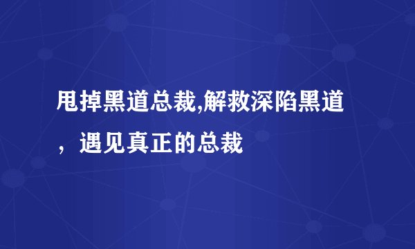 甩掉黑道总裁,解救深陷黑道，遇见真正的总裁