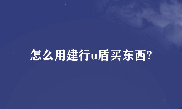 怎么用建行u盾买东西?
