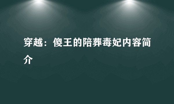 穿越:傻王的陪葬毒妃内容简介