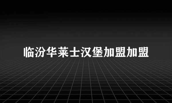 临汾华莱士汉堡加盟加盟