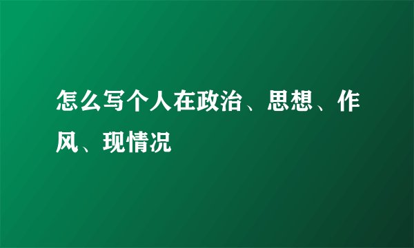 怎么写个人在政治、思想、作风、现情况