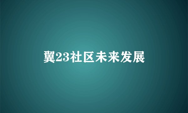 翼23社区未来发展