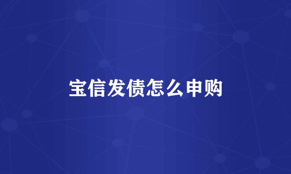 宝信发债怎么申购