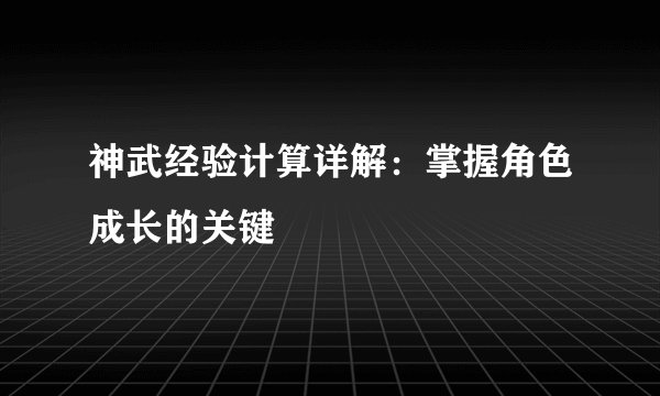 神武经验计算详解：掌握角色成长的关键