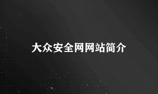 大众安全网网站简介