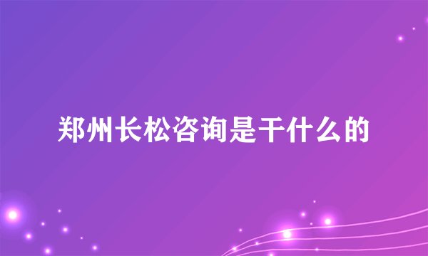 郑州长松咨询是干什么的