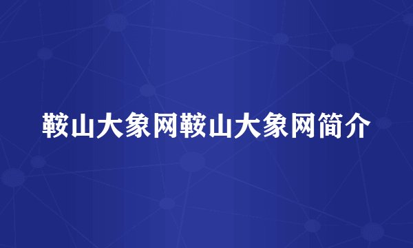 鞍山大象网鞍山大象网简介