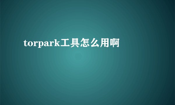 torpark工具怎么用啊
