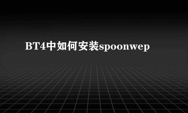 BT4中如何安装spoonwep
