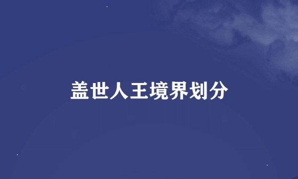 盖世人王境界划分