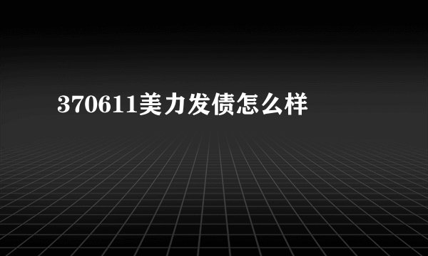 370611美力发债怎么样