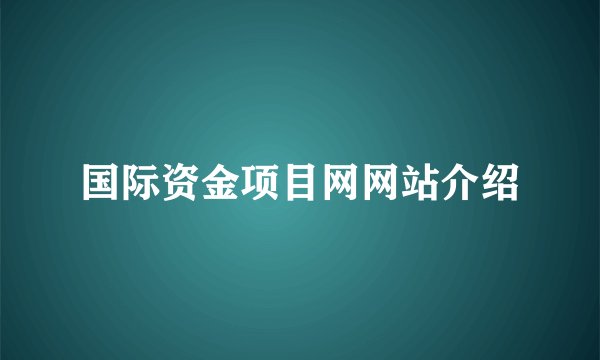 国际资金项目网网站介绍
