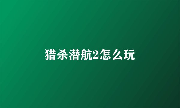 猎杀潜航2怎么玩