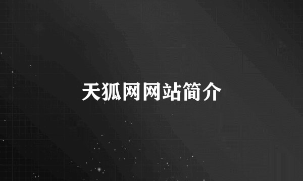天狐网网站简介
