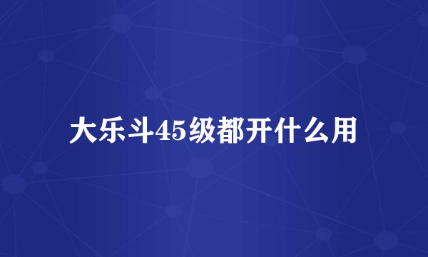 大乐斗45级都开什么用