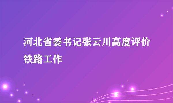 河北省委书记张云川高度评价铁路工作