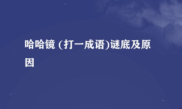 哈哈镜 (打一成语)谜底及原因