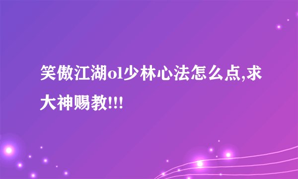 笑傲江湖ol少林心法怎么点,求大神赐教!!!