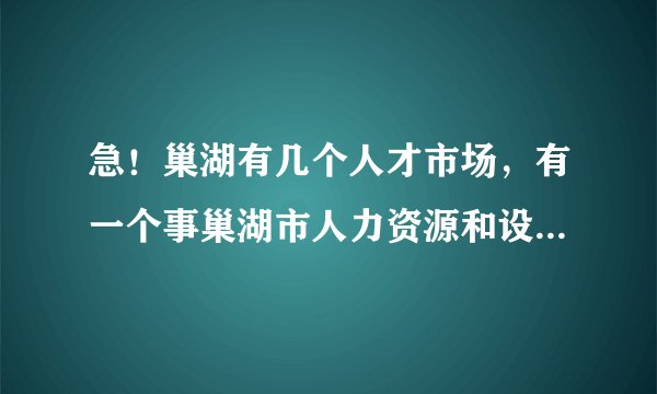 急!巢湖有几个人才市场,有一个事巢湖市人力资源和设会保障局办的在哪啊???还有近期招聘????