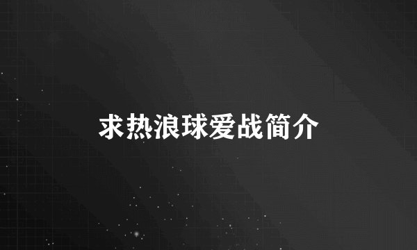 求热浪球爱战简介