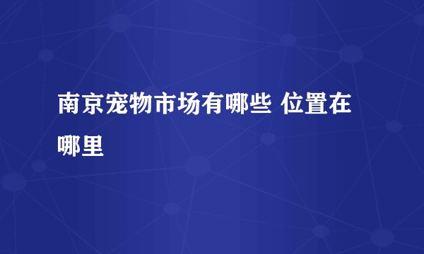 南京宠物市场有哪些 位置在哪里