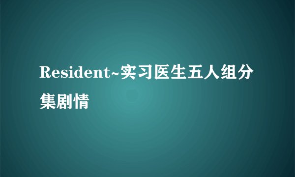 Resident~实习医生五人组分集剧情