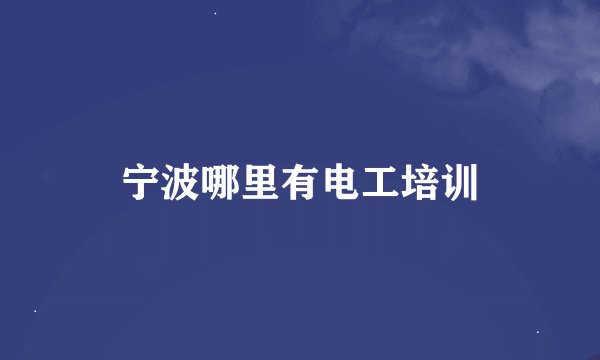 宁波哪里有电工培训