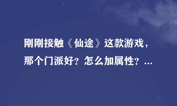 刚刚接触《仙途》这款游戏,那个门派好?怎么加属性?请高人指点!