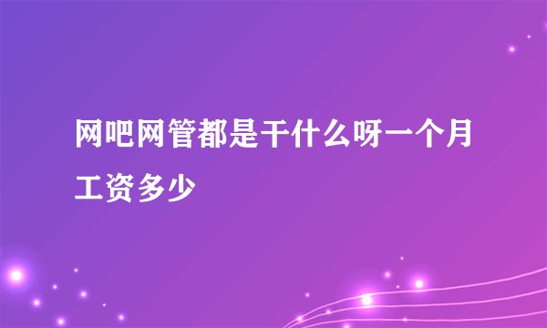 网吧网管都是干什么呀一个月工资多少
