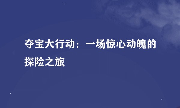 夺宝大行动：一场惊心动魄的探险之旅