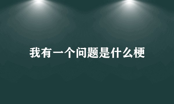 我有一个问题是什么梗