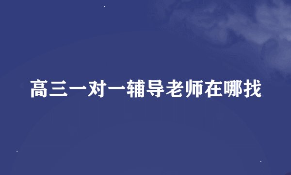 高三一对一辅导老师在哪找
