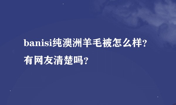 banisi纯澳洲羊毛被怎么样？有网友清楚吗？