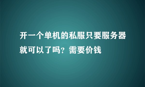 开一个单机的私服只要服务器就可以了吗？需要价钱