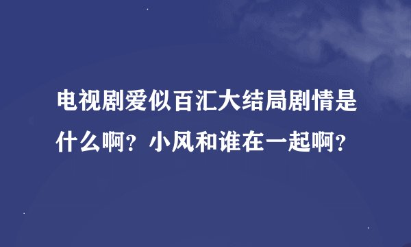 电视剧爱似百汇大结局剧情是什么啊？小风和谁在一起啊？