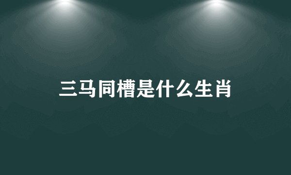 三马同槽是什么生肖