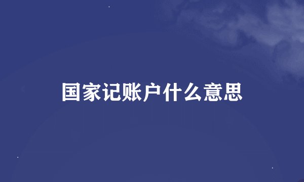 国家记账户什么意思