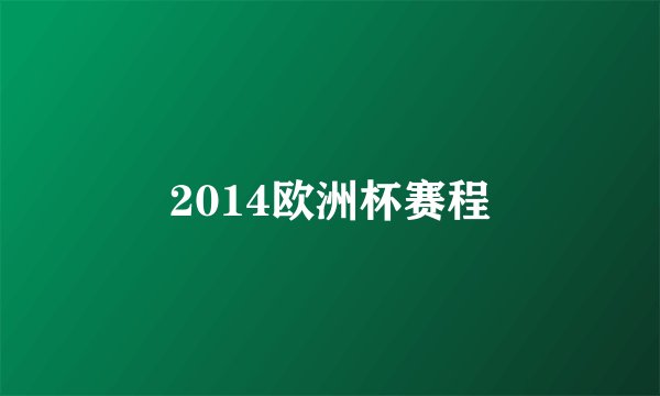 2014欧洲杯赛程
