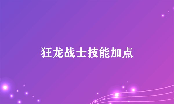 狂龙战士技能加点