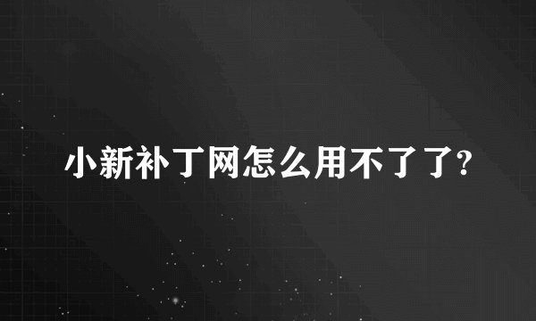 小新补丁网怎么用不了了?