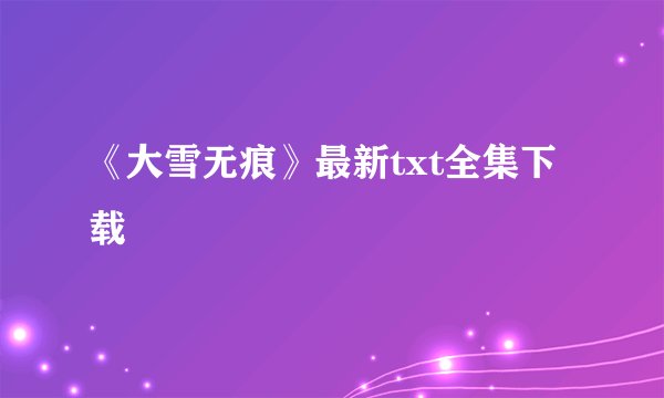 《大雪无痕》最新txt全集下载