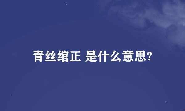青丝绾正 是什么意思?