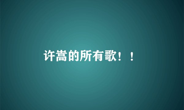 许嵩的所有歌！！