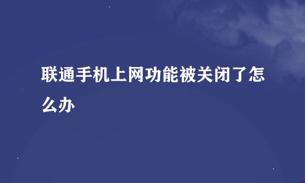 联通手机上网功能被关闭了怎么办