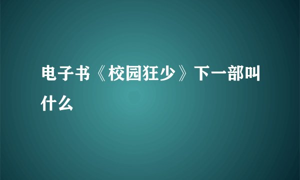 电子书《校园狂少》下一部叫什么