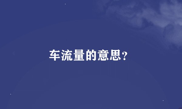 车流量的意思？