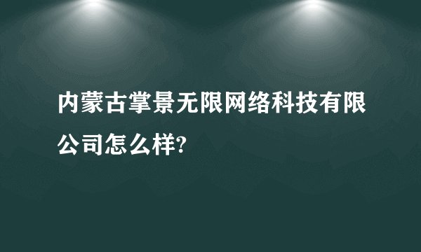 内蒙古掌景无限网络科技有限公司怎么样?