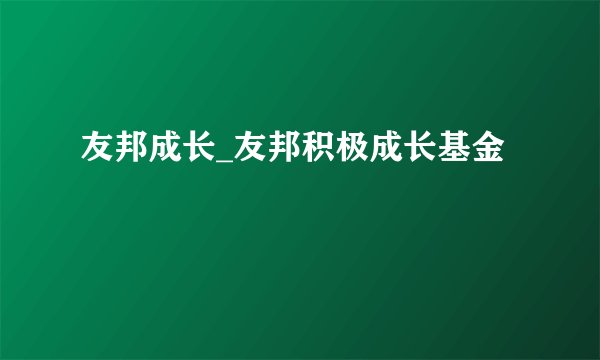 友邦成长_友邦积极成长基金