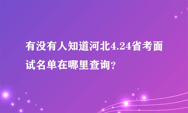 有没有人知道河北4.24省考面试名单在哪里查询？