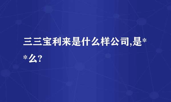 三三宝利来是什么样公司,是**么?
